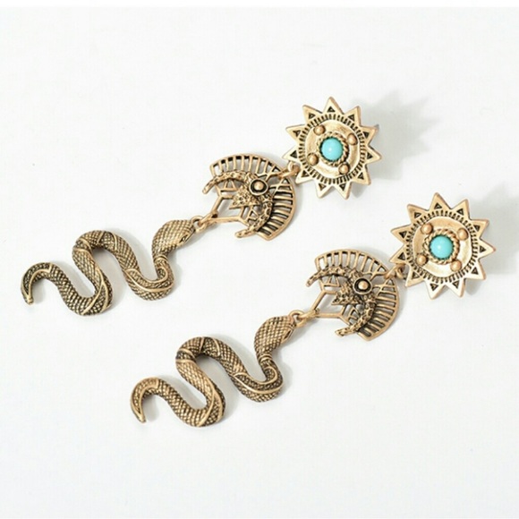 2 LEFT! Goddess Snake Earrings Tribal Boho Gypsy - Picture 3 of 4